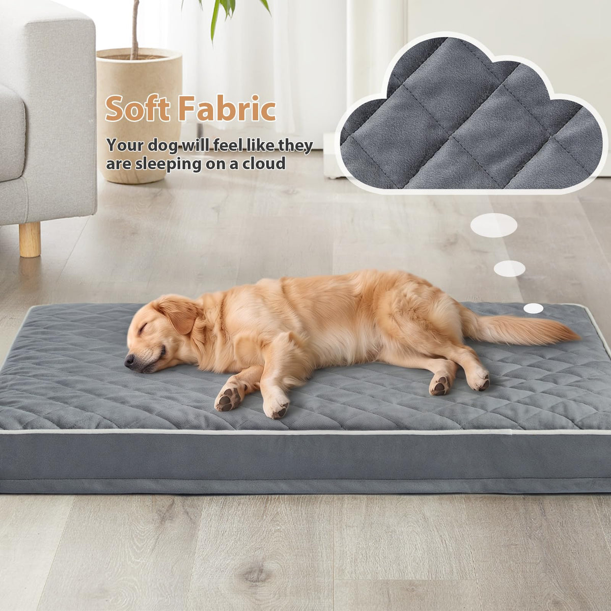 Orthopedic XXL Dog Beds for Large Senior Dog Bed Comfy Sleeping (Grey / 55"L x 42"W x 4"Th)