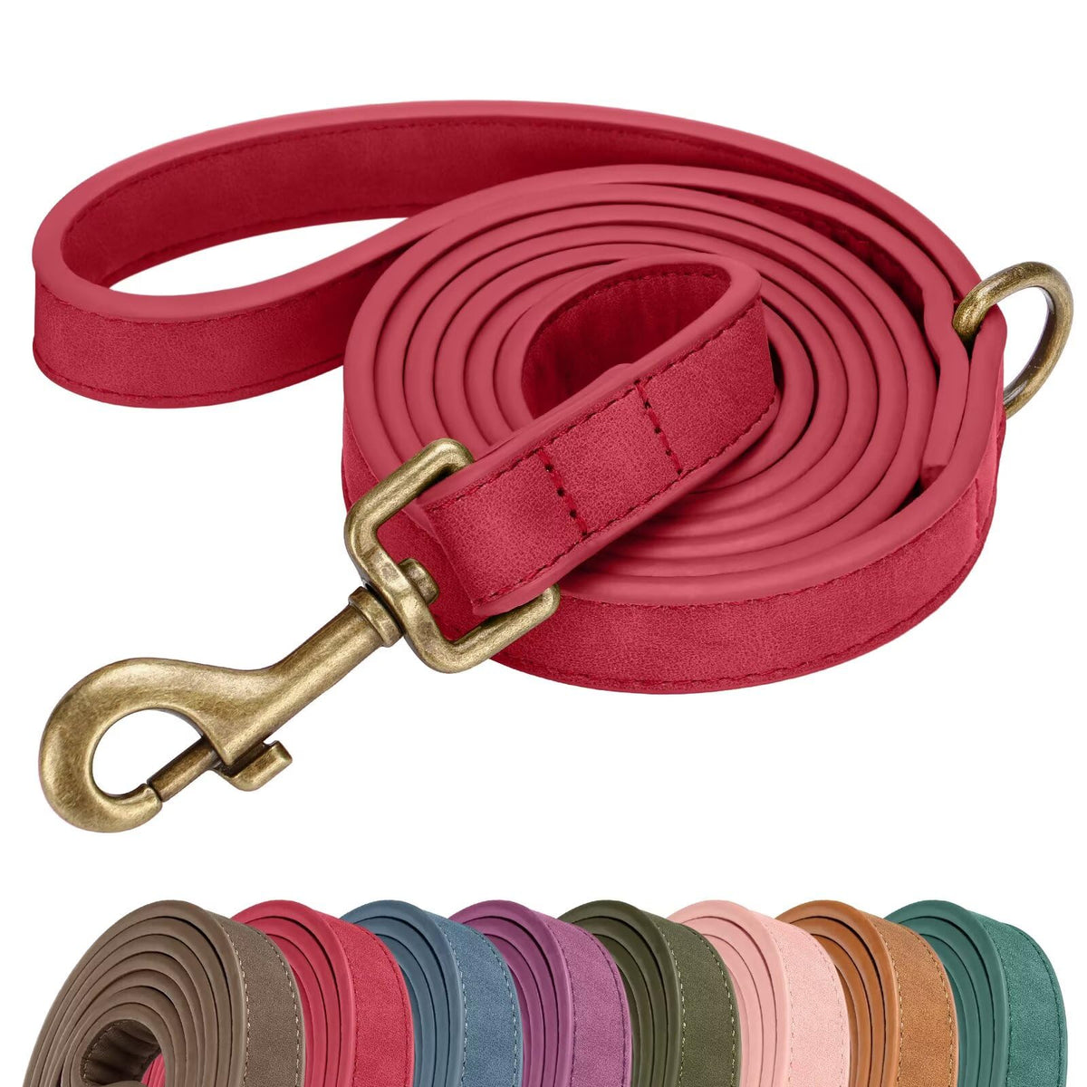 PU Leather Dog Leash for Small Dogs (Red / 5/8''x 5FT)