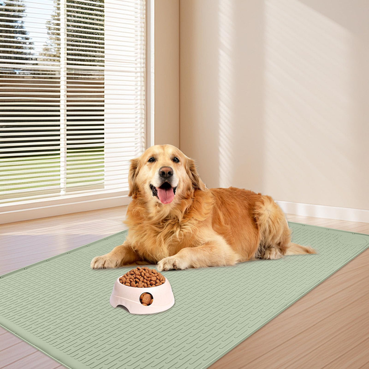Dog Food Mat 57''x40'' Extra Large Dog Mat for Food and Water (57"L x 40"W / Green)