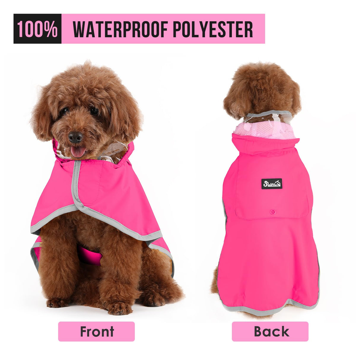 Dog Raincoat Waterproof Dog Rain Jacket with Clear Hooded (Fuchsia / X-Small)