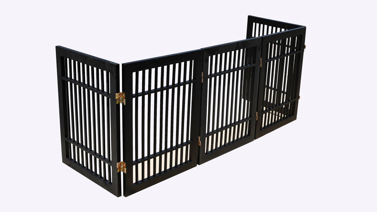 Pet Dog Gate Freestanding (5 Panel 24" Tall / Black Pet Gate)