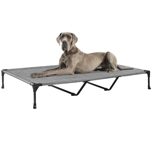 Outdoor Elevated Dog Bed Large Sized Dogs (59.0"L x 37.5"W x 9.0"Th / Black Silver)