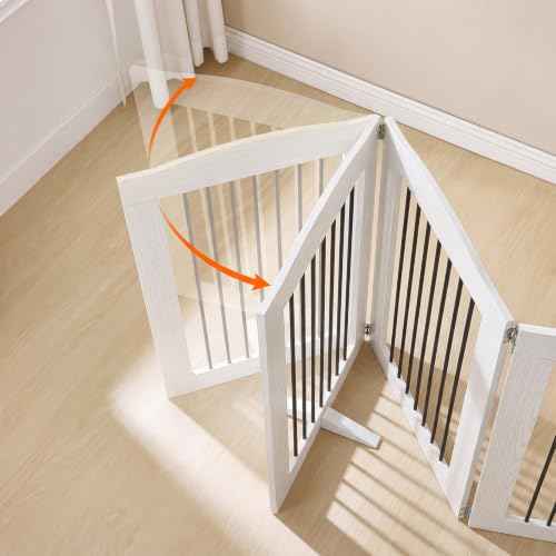 Indoor Dog Gate with Support Feet (White / 【3 Panels】61.4"L x 31.5"H)