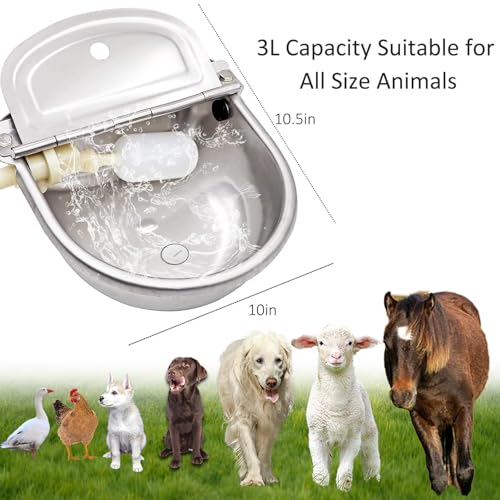 Automatic Water Dispenser Dog Water Bowl 304 Stainless Large Pet Waterer (Stainless Steel / Large)