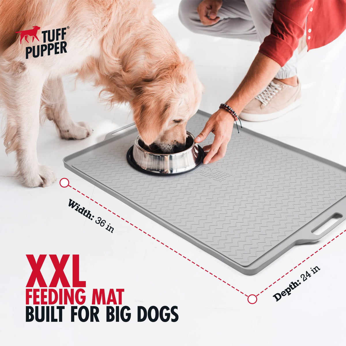 36x24 XXL Dog Feeding Mat for Food and Water (Gray / XX-Large - 36" x 24")