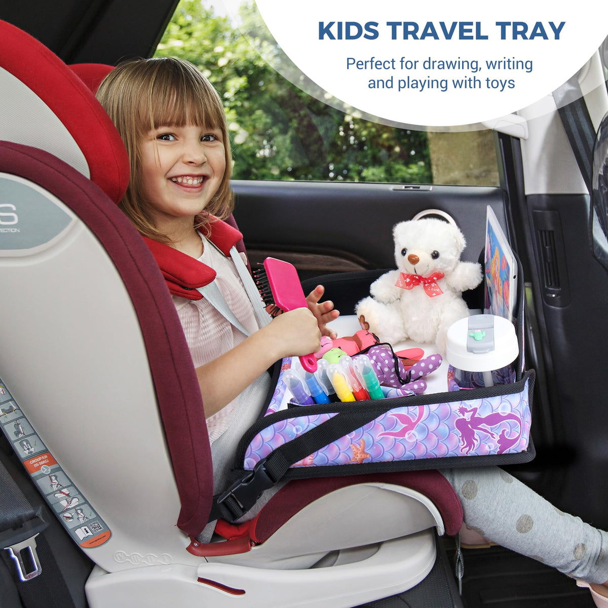 Kids Travel Tray for Toddler Car Seat (Mermaid)
