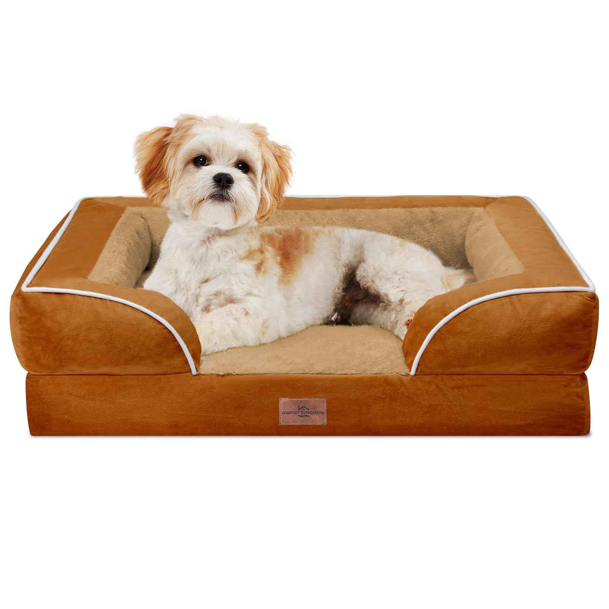 Waterproof Orthopedic Dog Bed for Medium Size Dog (28.0"L x 19.0"W x 6.0"Th / Orange)