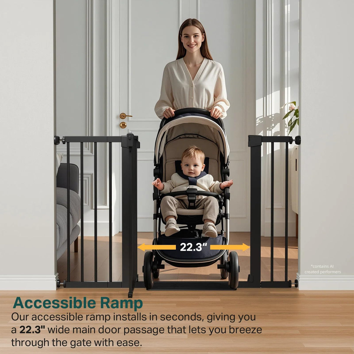 2-Pack 30-48 in Baby Gate for Stairs, Auto Close Dog Gate, Black (Black / 30-48"W x 30.5"H (2 Pack ))