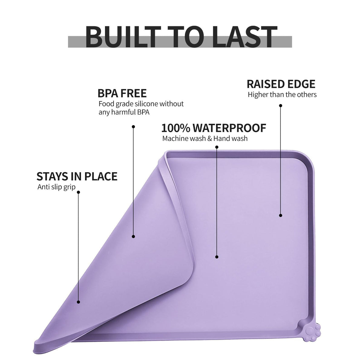 Silicone Pet Feeding Mat (Lilac Purple / 22" x 14")