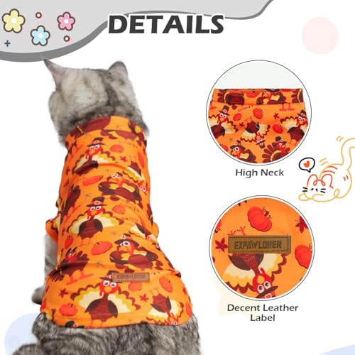 Thanksgiving Cat Sweater Warm Fleece Pet Clothes for Cats Only (Thanksgiving / Small)