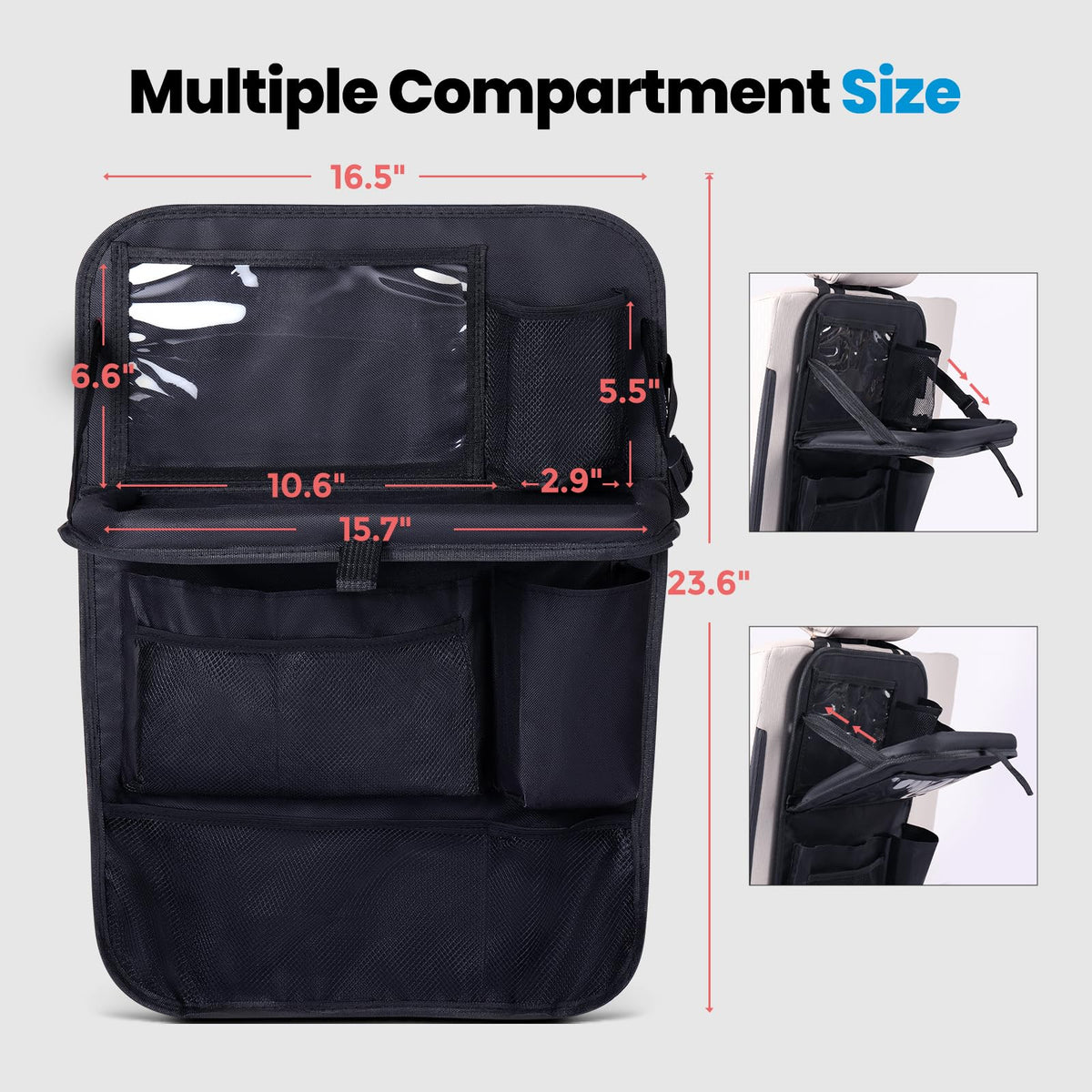 Backseat Car Organizer with Foldable Tray