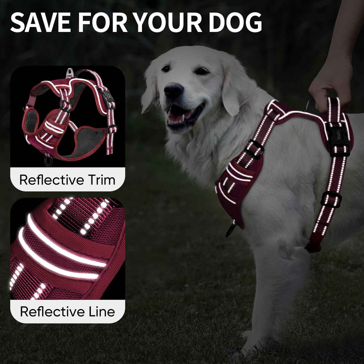 Dog Harness for Small Dogs No Pull Dog Vest Harness for Small Dog with Soft Padded Handle Reflective for Outdoor Training (S / Burgundy Red)