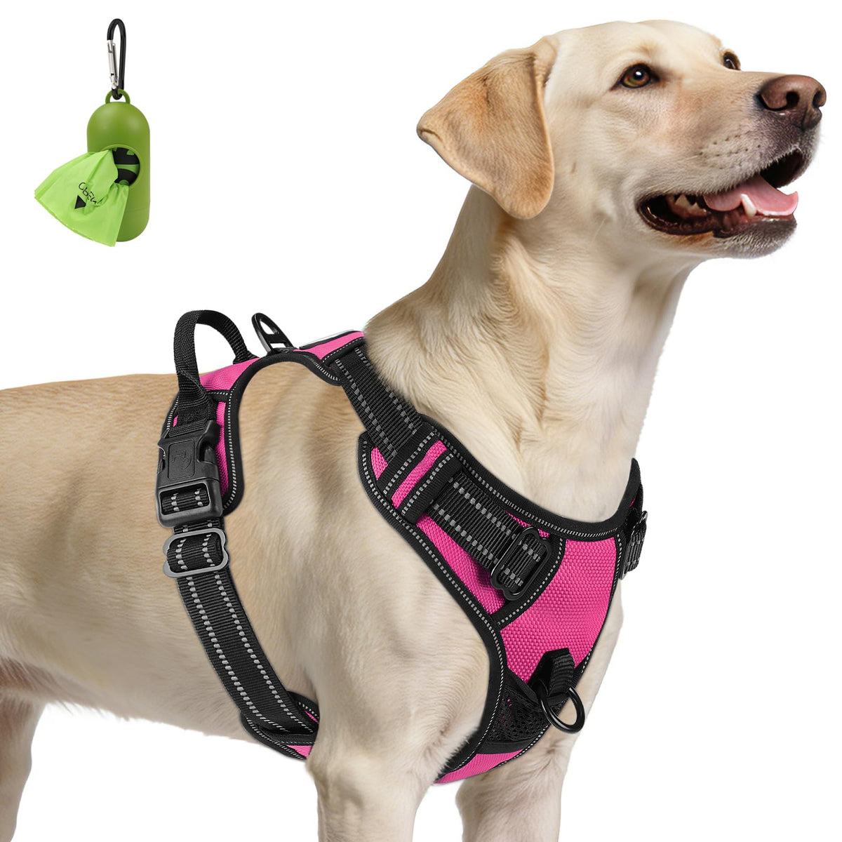 No Pull Dog Harness for Large Dogs (Large / Hotpink)