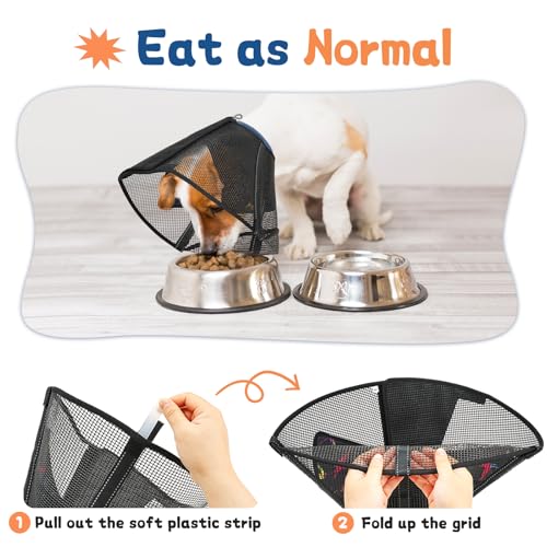 Dog Cone Collar Soft to Stop Licking Surgery Recovery Alternative (Black and Blue / S(Depth: 7.3in, Girth: 11.4-12.6in))