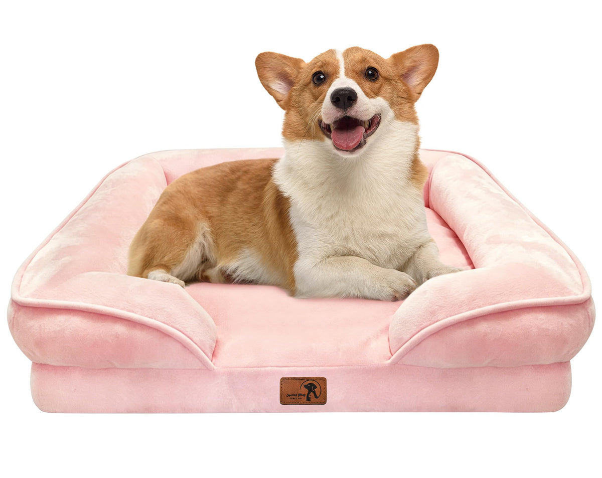 Orthopedic Dog Bed with Sides (28.0"L x 23.0"W x 6.5"Th / Pink)