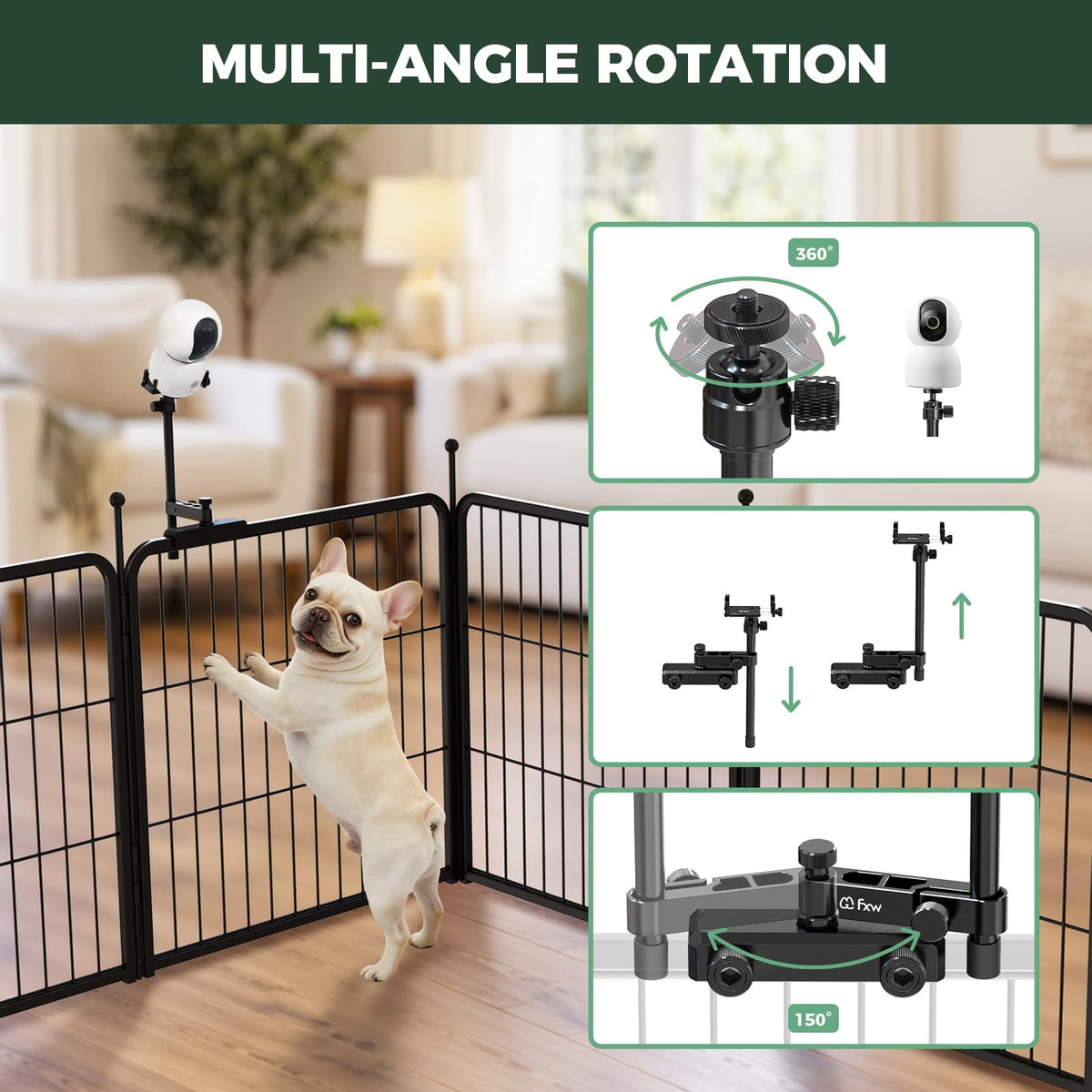 Rollick Dog Playpen with Camera Mount (Black / 45"H)