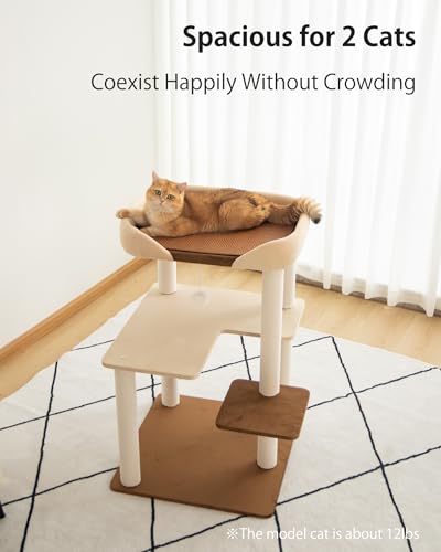 37.5" Cat Tree Tower for Large & Senior Cats (Cream 37.4'')
