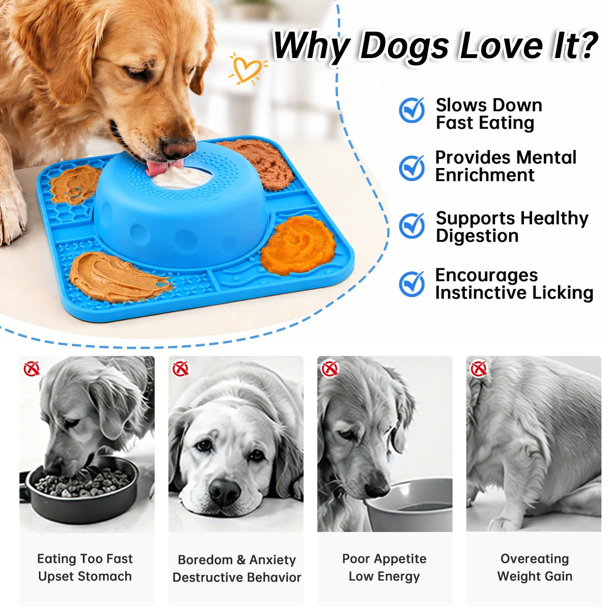 Slow Feeder Dog Bowls & Lick Mat for Dogs