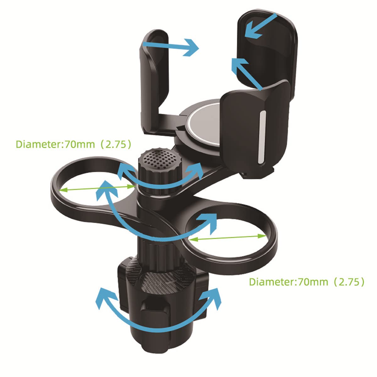 3 in 1 Car Cup Holder Expander with Adjustable Base (B03)