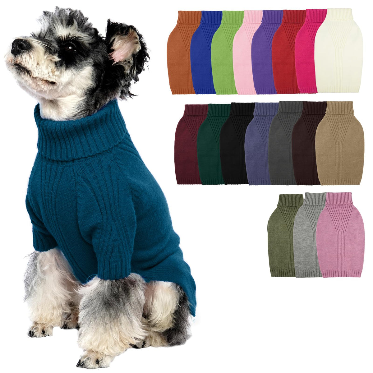 Turtleneck Dog Sweater (Peacock Blue / Medium)