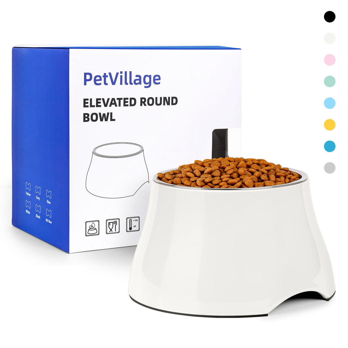 Dog Bowls Cone Friendly Non Slip Single Dog Bowl with Stainless Steel Inner (Small(1 Cup) / White)