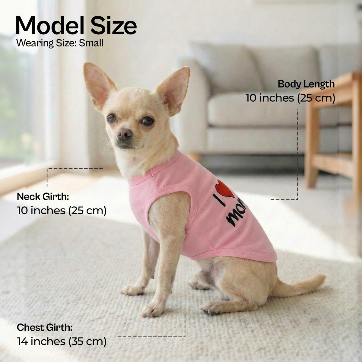 I Love My Mommy Dog Shirt 100% Cotton Shirts for Large Dogs (XX-Small (1-3lbs))