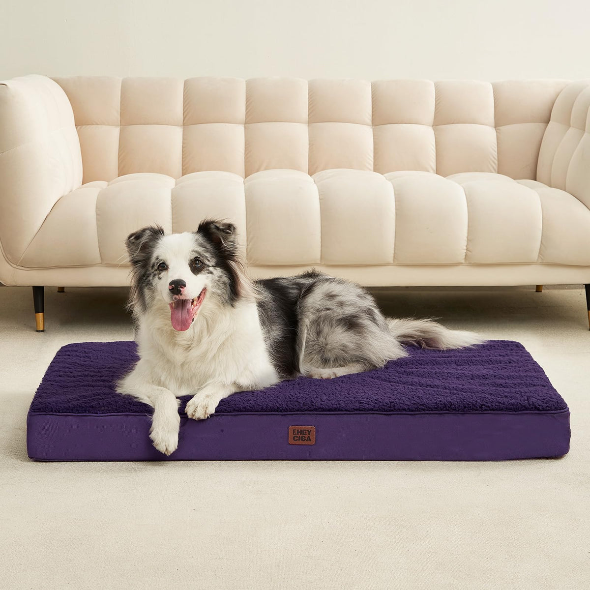 Orthopedic Dog Bed Large with Removable Washable Cover (36*27*3.5 inches / Purple)