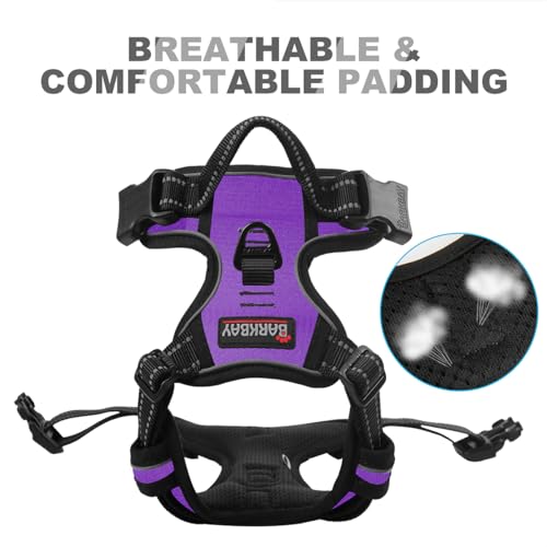 Dog Harness No Pull for Large Dogs Front Back Clips (X-Large(Chest:30-38”) / Purple)