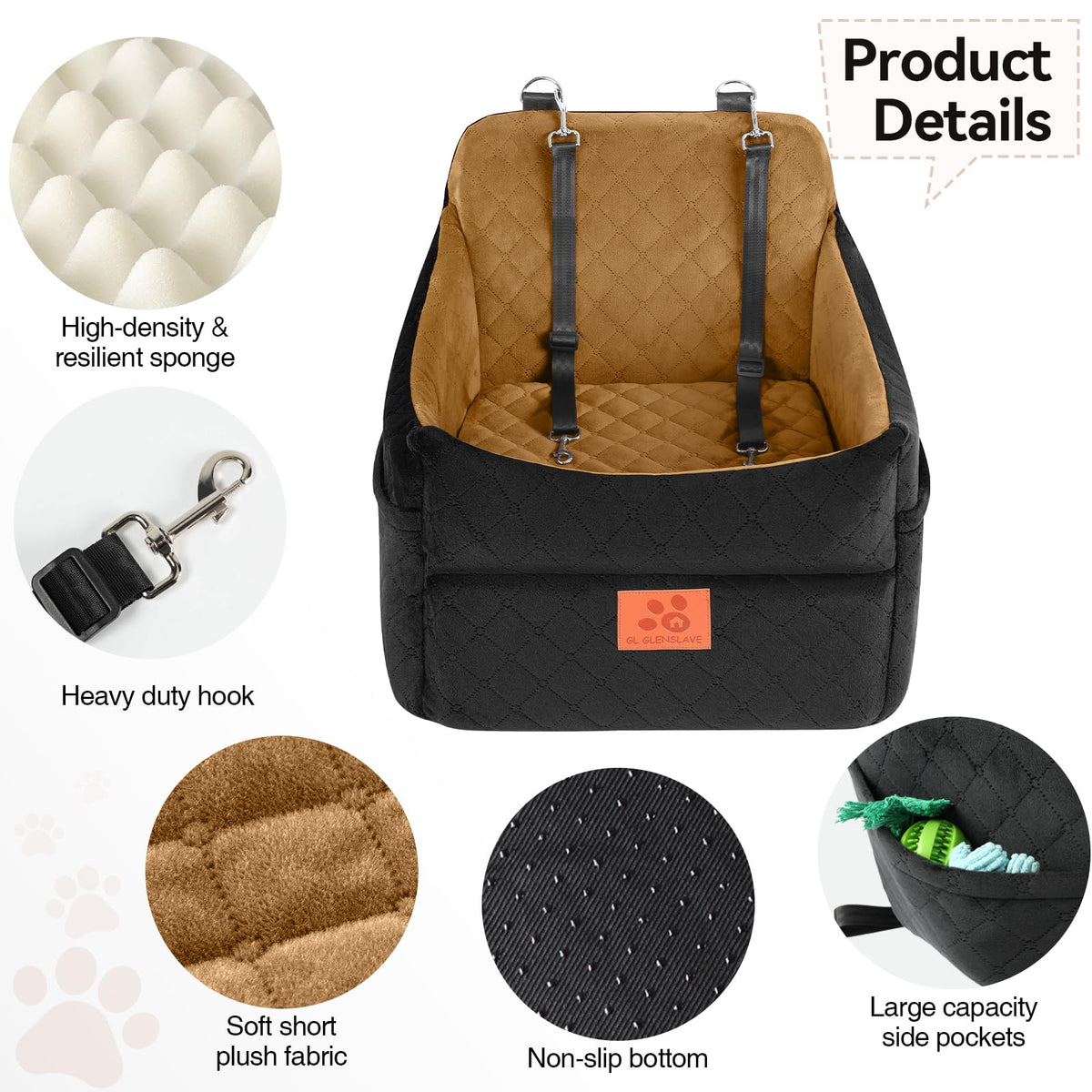 Dog Car Seat for Small (Black/Coffee)