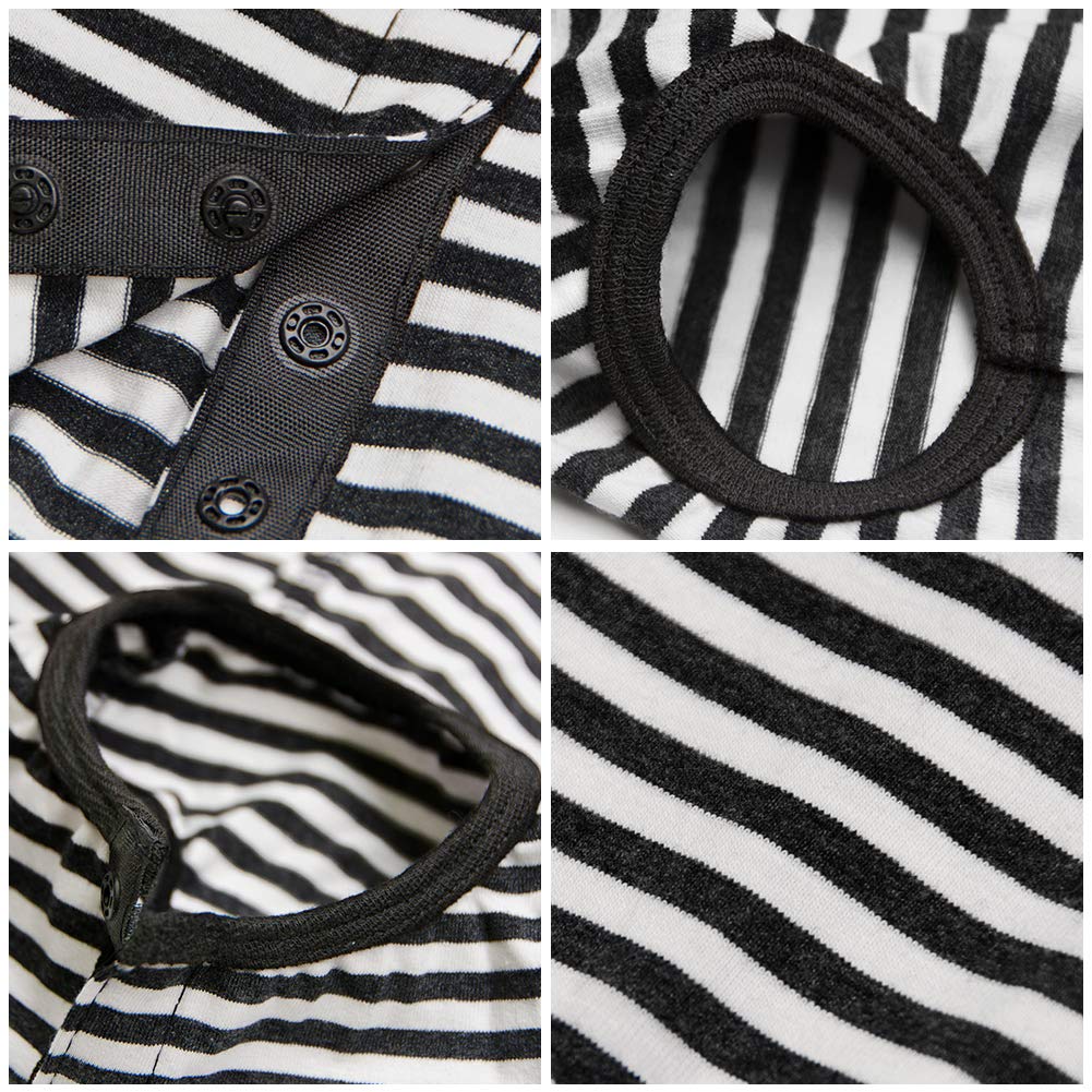 Dog’s Recovery Suit Post Surgery Shirt for Puppy (XX-Small / black white stripe)