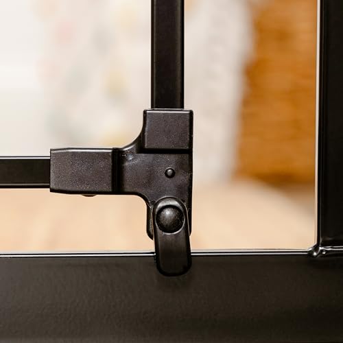 Carlson 29 36.5” Extra Wide Dog Gate with Small Pet Door (Black / 29.5-36.5" W x 30" H)