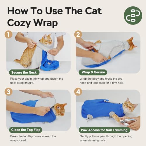 Cat Wrap for Cutting Nails (S(5-10lbs) / Blue)