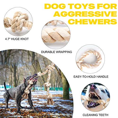 Dog Rope Toys for Large Dogs (White-1 handle / Large)