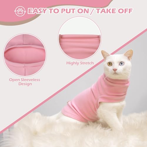 Cat Sweater Warm Fleece Pet Clothes for Cats Only (Pink / Small)