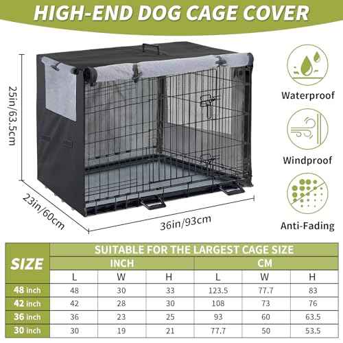 Dog Crate Covers 36 inch 1200D Built (Black / 36.1"x 23.1" x 25")