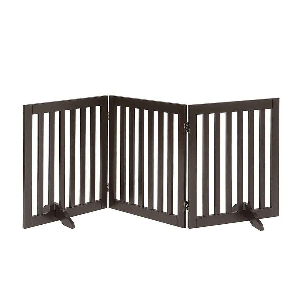 24”H Free Standing Pet Gate for Dog Cat (Espresso / 60"W×24"H)
