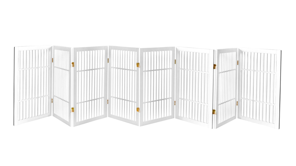 Pet Dog Gate Freestanding (8 Panel 30" Tall / White Pet Gate)