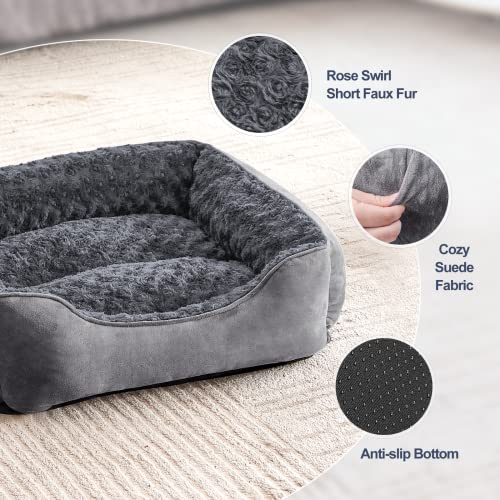 Rectangle Dog Bed for Large Medium Small Dogs (Dark Grey / XL(35"x 25"x 10"))
