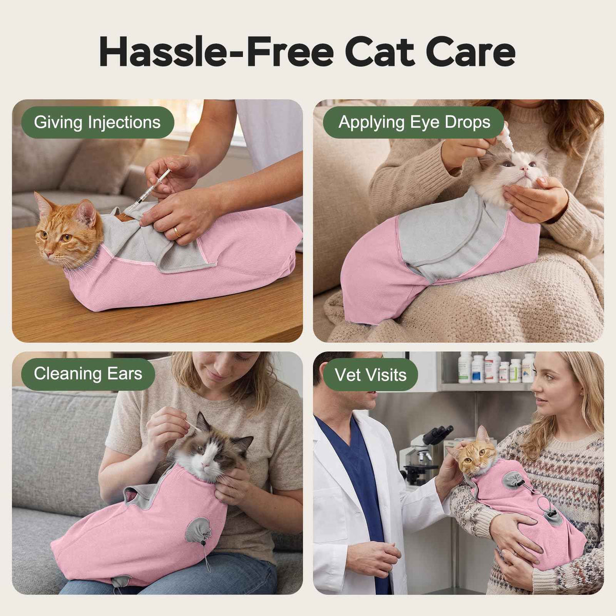 Cat Wrap for Cutting Nails (S(5-10lbs) / Pink)