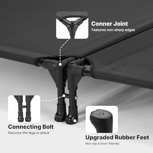 2 Pack Cooling Elevated Dog Bed (42.0"L x 30.0"W x 7.0"Th / 2Packs - Black (Connectable))