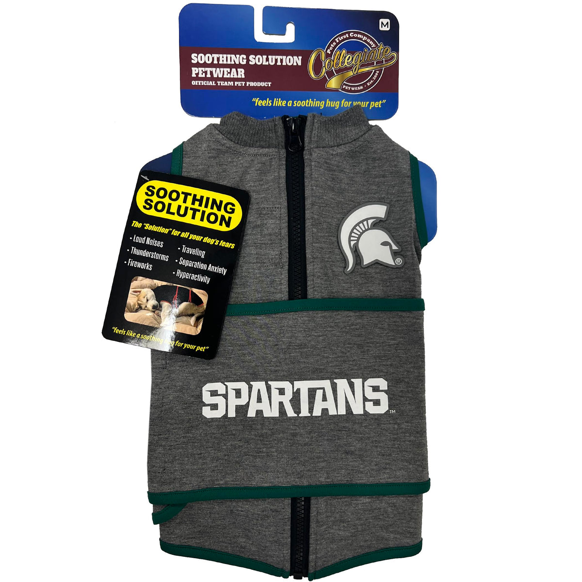 NCAA Michigan State Spartans Dog Anxiety Shirt Calming Soothing Vest for Dogs Cats with Anxiety Fears Fireworks (Large / Michigan State Spartans)