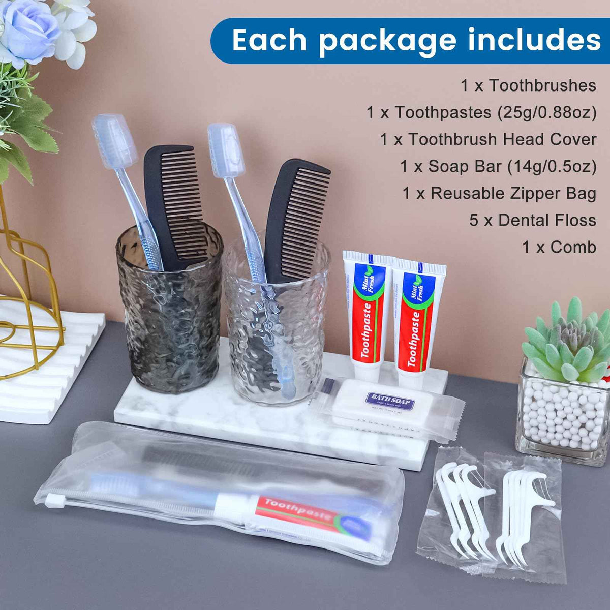 50 Sets Personal Hygiene Kit Basic Toiletry Kits Homeless Supplies (1 Count (Pack of 50))