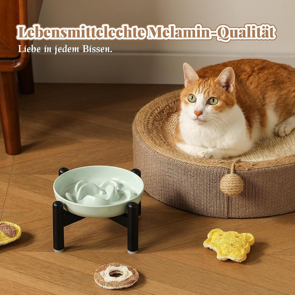 Elevated Slow Feeder Cat Bowl (White + Metal Stand / 9"H)