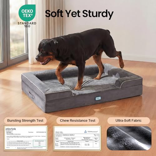 Orthopedic Extra Large Dog Bed Couch (45" x 33" x 7.5" / 01-Gray)