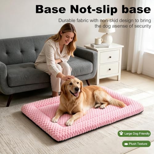 Dog Bed Mat Soft & Comfortable Dog Kennel Pad for Crate (XL(42"*28"*1.5") / Pink-1pc)