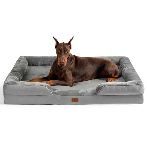 Orthopedic XXL Dog Bed Extra Large Washable Original Design (Grey / 52"l X 41"w X 8"th)