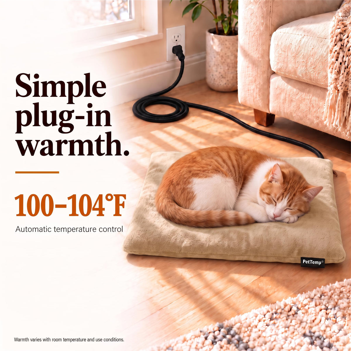 Dog Heating Pad (Beige / Medium: 20" x 16" x 1.6")
