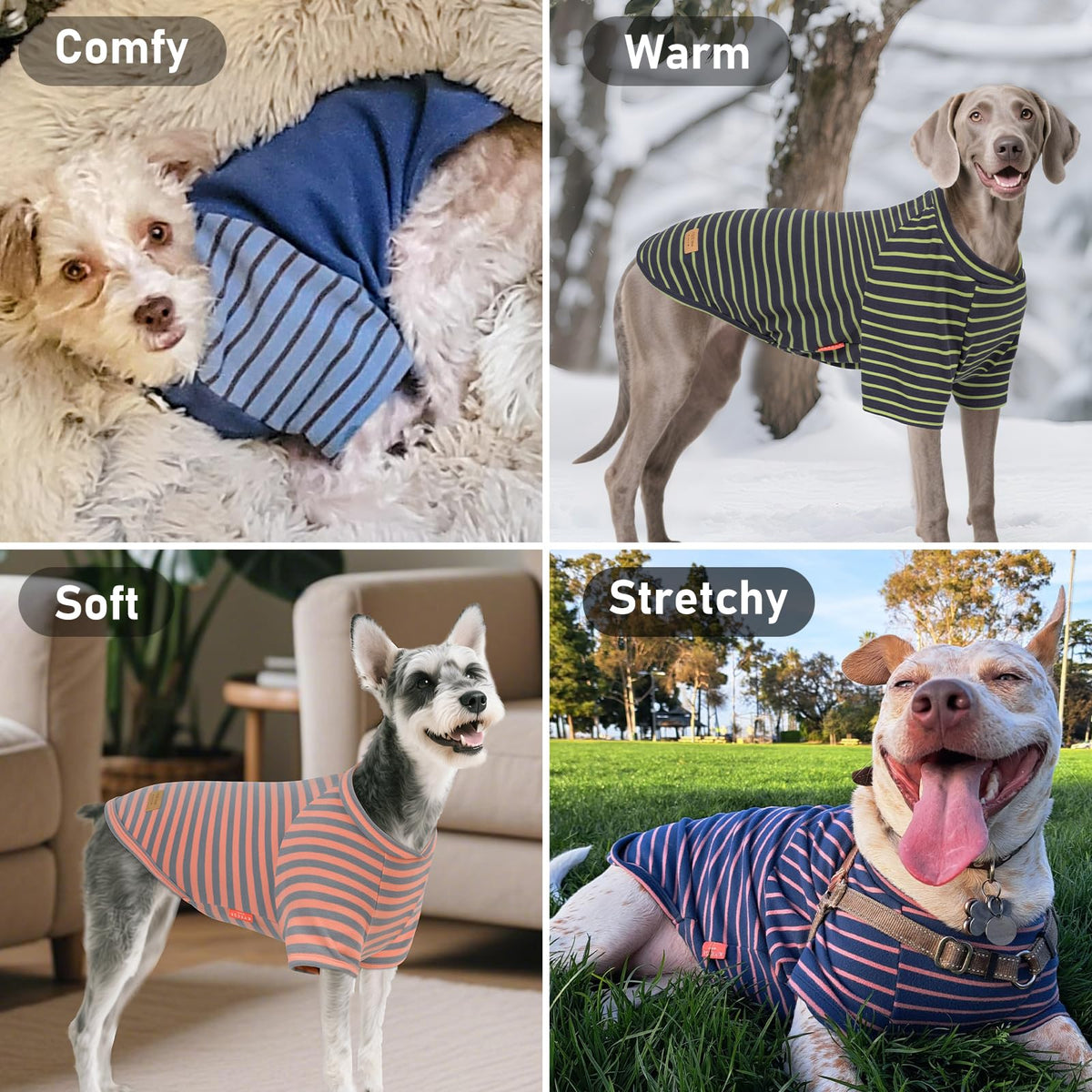 3Pack Dog Sweater with Sleeves Fleece Shirt for Large Dogs (2XL (50-75lbs) / 07# 3Pack(Red+Pink+Red Stripe))