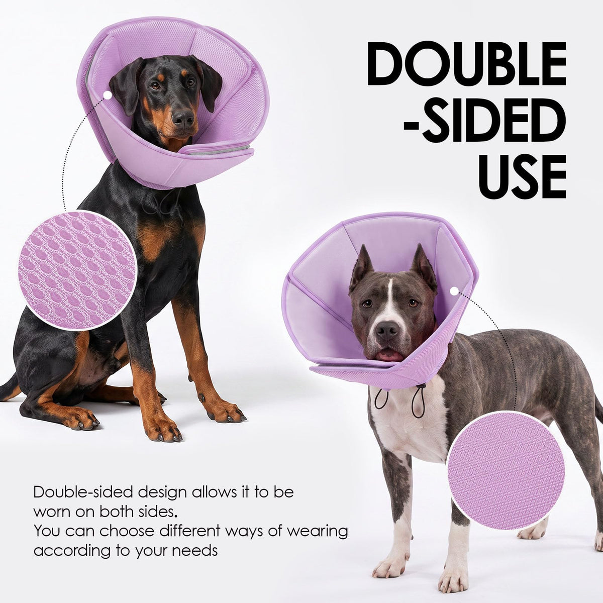 Soft Dog Cone Collar Adjustable Cone for Dogs to Stop Licking (Purple / Small)