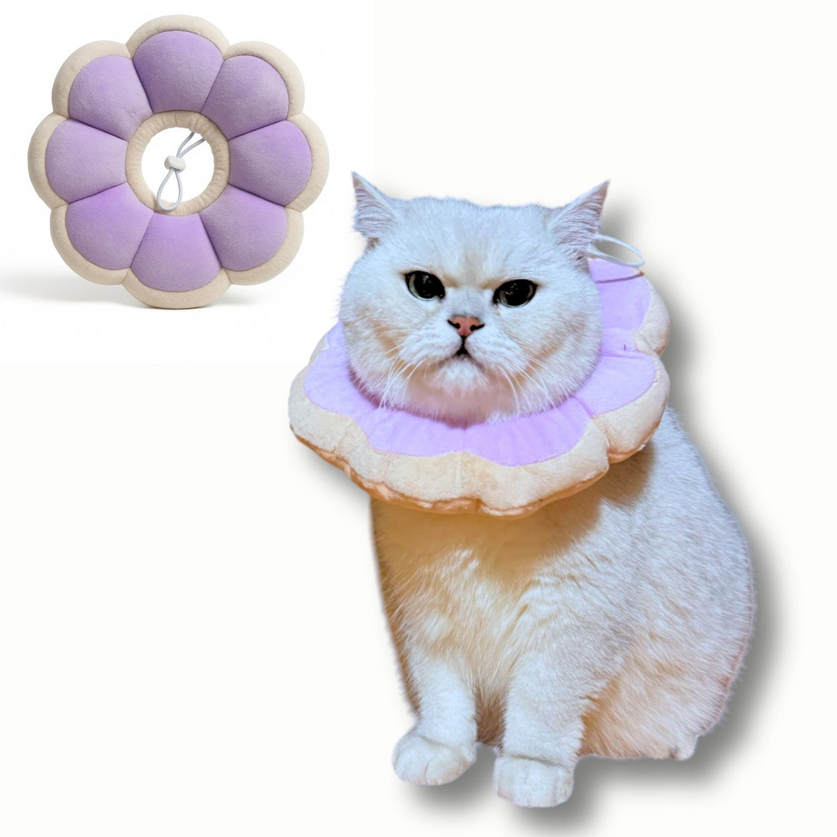 Adjustable Comfy Flower Style Elizabeth Collar for Cats Puppies Soft Recovery Cone Pet Protective Neck Collar (Purple / Medium)